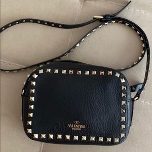Valentino black rock stud camera bag